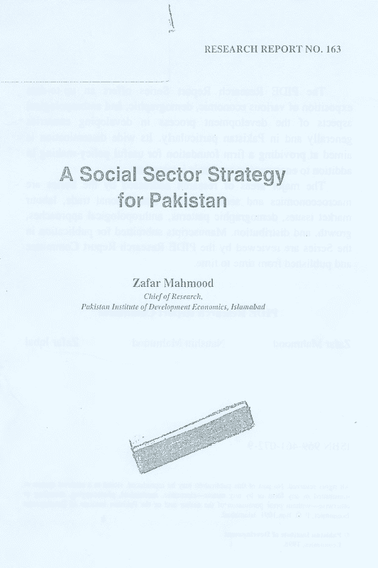 A Social Sector Strategy for Pakistan