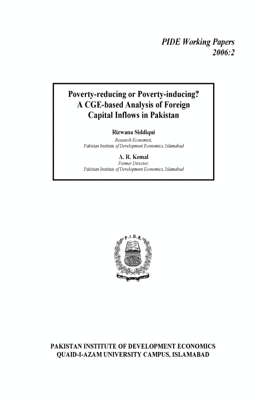Poverty-reducing or Poverty-inducing? A CGE-based Analysis of Foreign Capital Inflows in Pakistan 