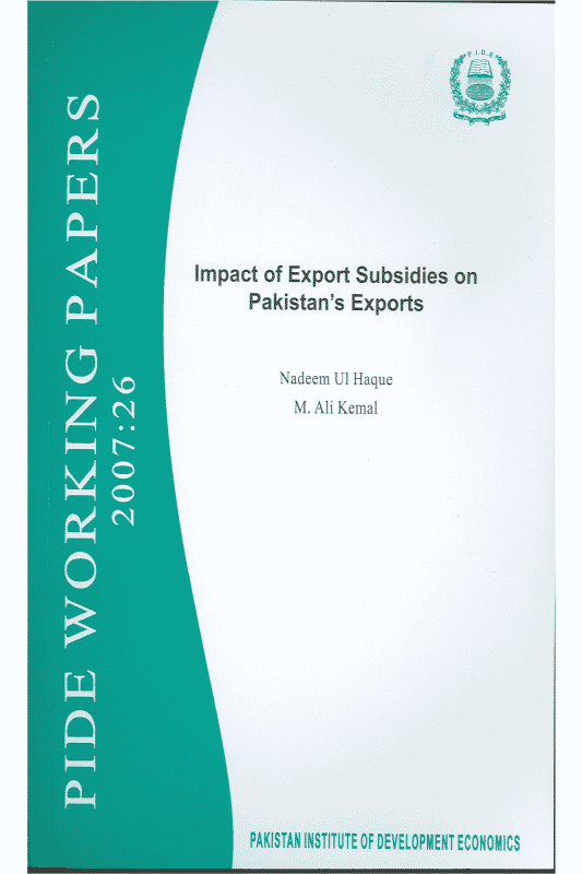 Impact of Export Subsidies on Pakistan’s Exports
