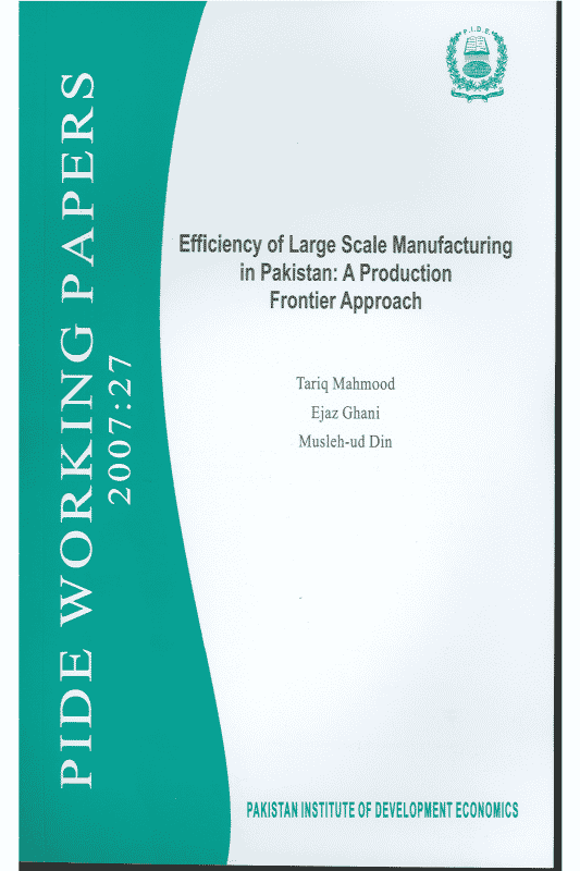 Efficiency of Large Scale Manufacturing in Pakistan: A Production Frontier Approach