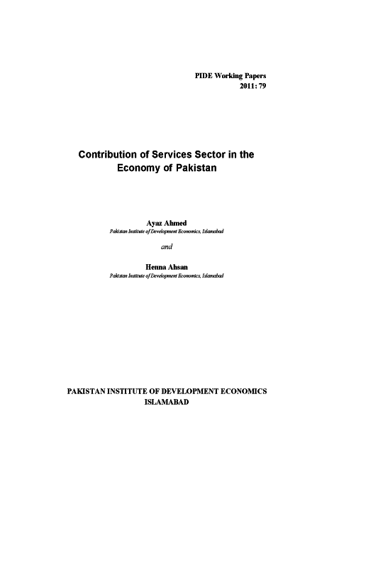 Contribution of Services Sector in the Economy of Pakistan