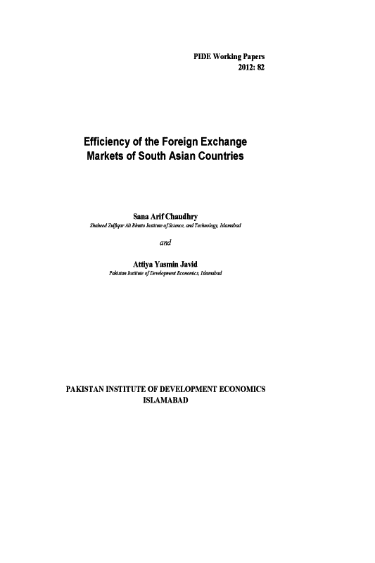 Efficiency of the Foreign Exchange Markets of South Asian Countries