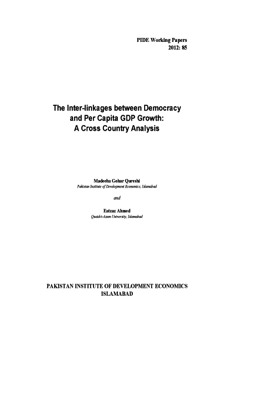 The Inter-linkages between Democracy and Per Capita GDP Growth: A Cross Country Analysis 