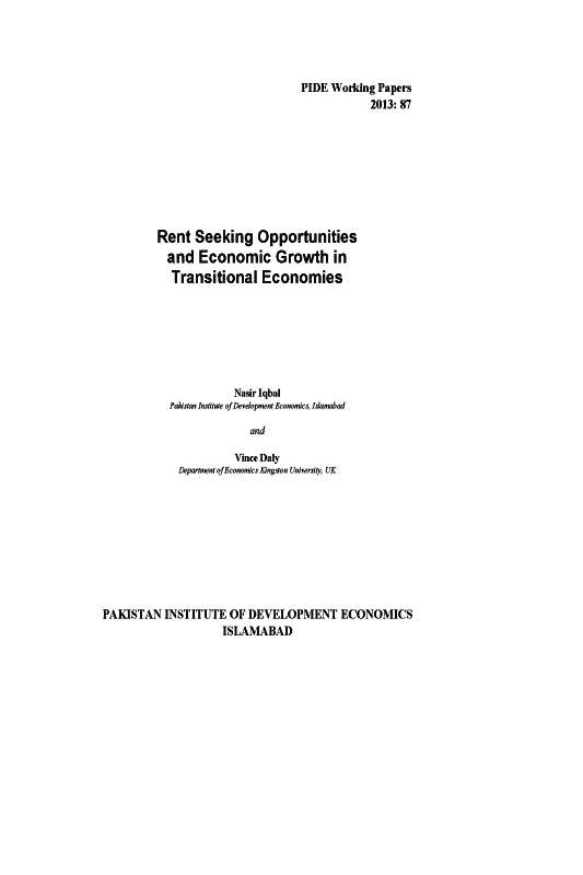 Rent Seeking Opportunities and Economic Growth in Transitional Economies