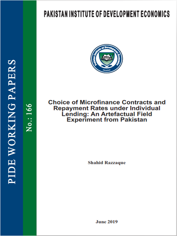 Choice of Microfinance Contracts and Repayment Rates under Individual Lending: An Artefactual Field Experiment from Pakistan
